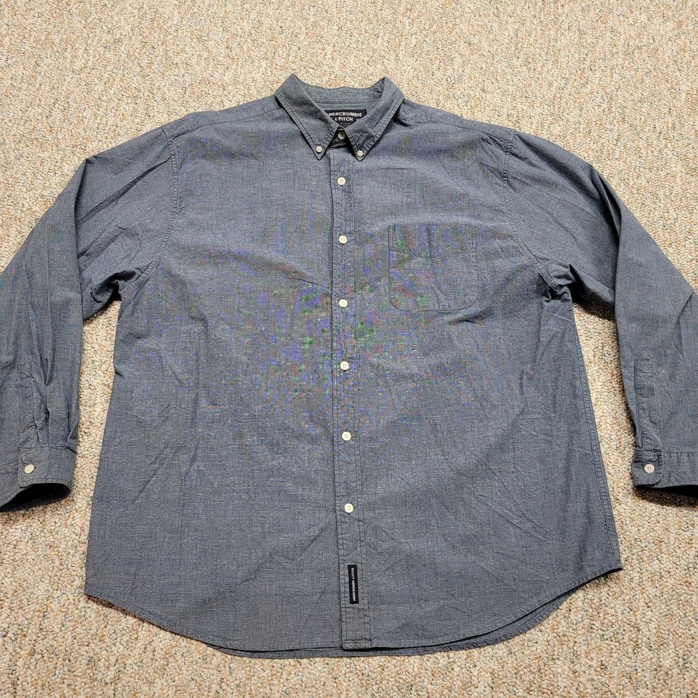 Abercrombie & Fitch Shirt Mens XL Blue Button‎ Down Long Sleeve Outdoors Cotton